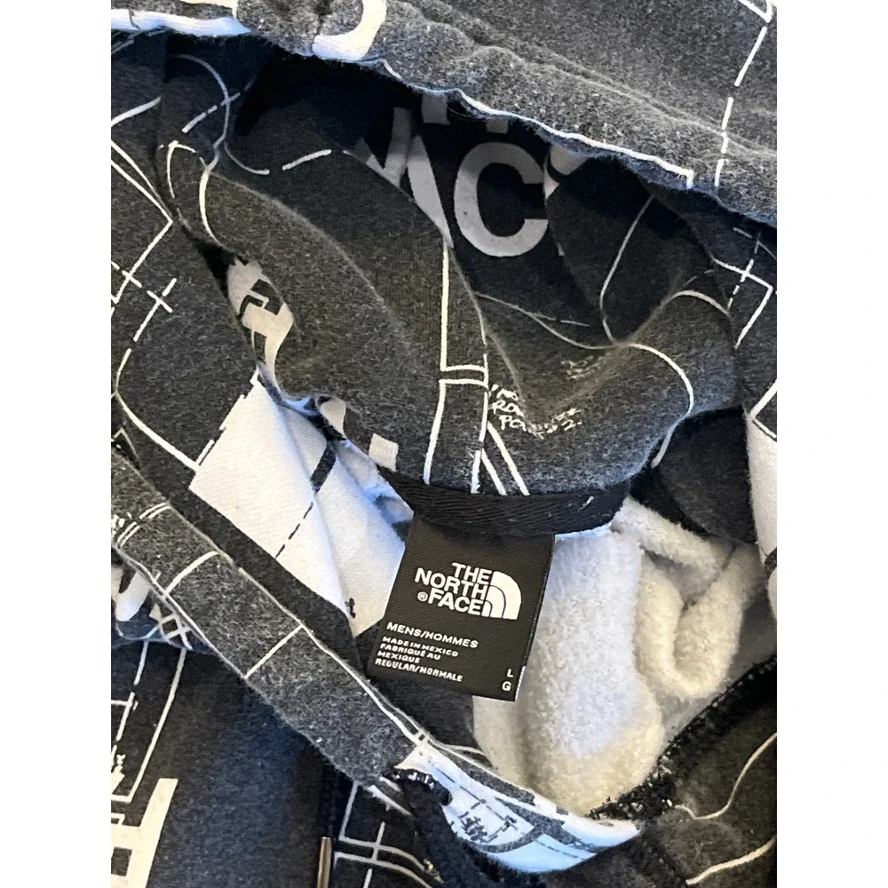 The North Face Mens Blueprint Logo All Over Print‎ Hoodie Black White Large